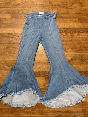 Guess Light Blue Frayed Hem Flare Jeans